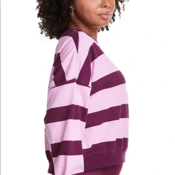 Champion Women’s Cotton Striped Long Sleeve Top Paper Orchiddark Berry Purple L - Picture 5 of 7